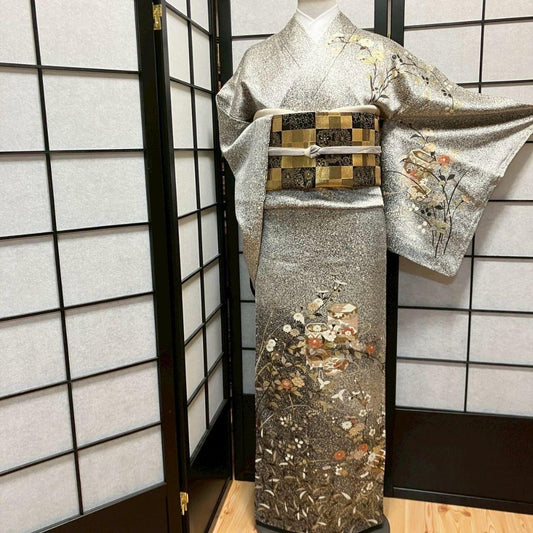 5469# Japanese Kimono Vintage Womens Silk Fabric Robe Kimono only sold
