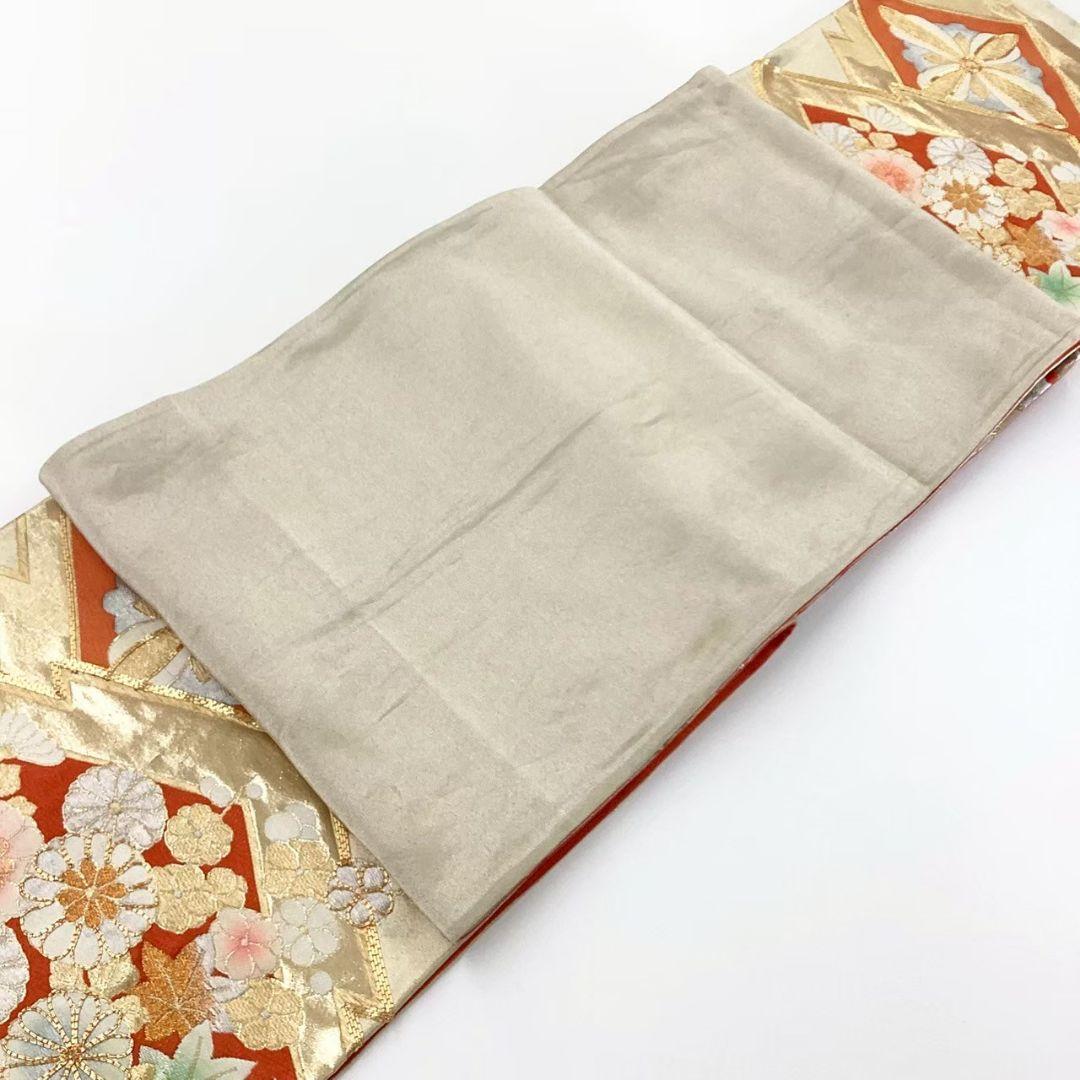 4729# Japanese Vintage Fukuro Obi Belt Kimono Fabric Silk Traditional Embroidery