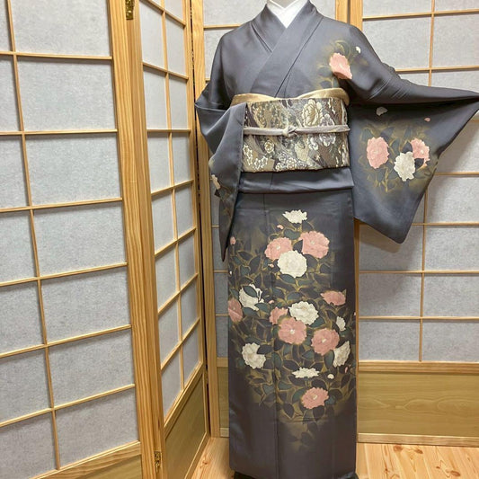 4420# Japanese Kimono Vintage Womens Silk Fabric Robe Kimono only sold