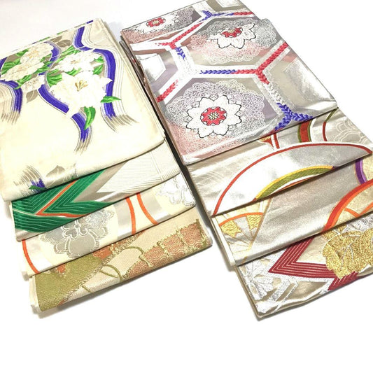 6116# Japanese Vintage Bundle 8pcs Set Bulk Obi Belt Kimono Pure Silk Wholesale