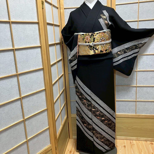 8081# Japanese Kimono Vintage Womens Silk Fabric Robe Kimono only sold Shibori
