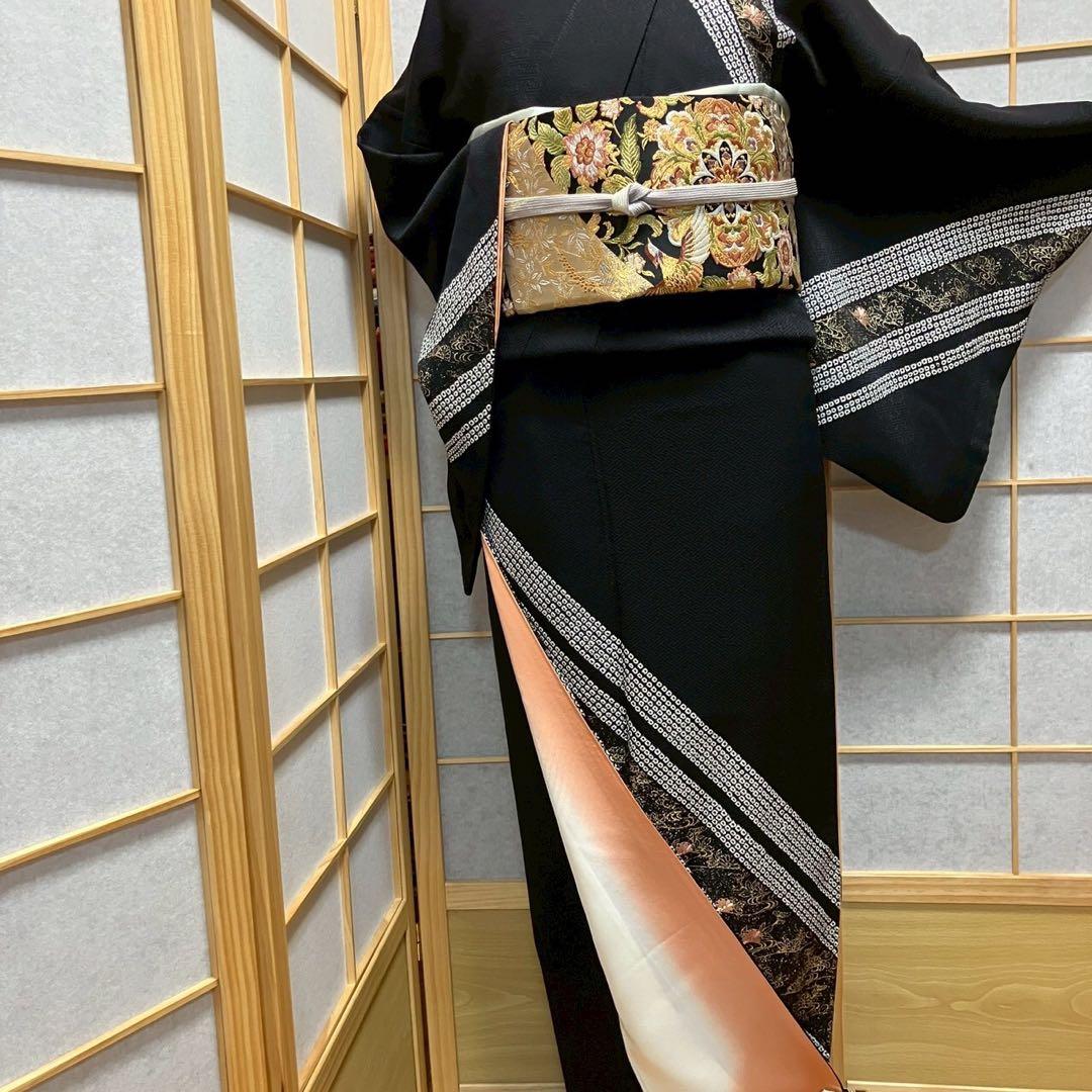 8081# Japanese Kimono Vintage Womens Silk Fabric Robe Kimono only sold Shibori