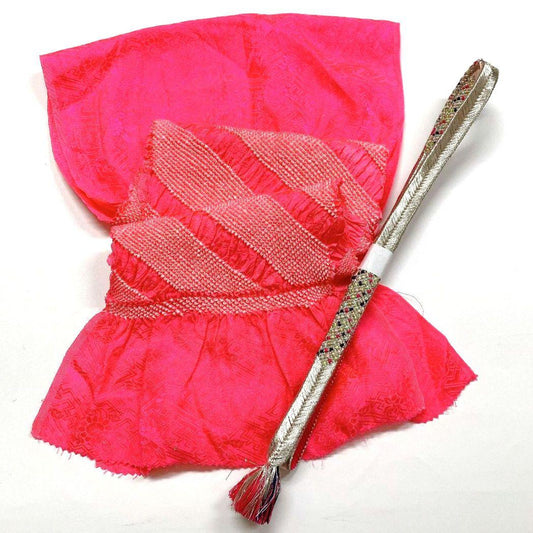 3382# Japanese Kimono Accessory Obiage and Obijime 2-piece Set Silk Shibori