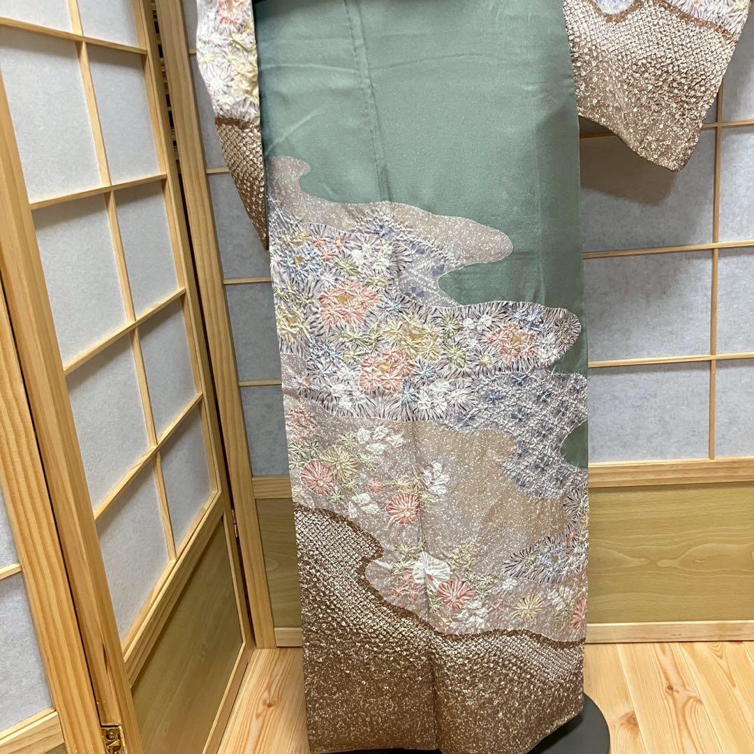 5794# Japanese Kimono Vintage Womens Silk Fabric Robe Kimono only sold Shibori