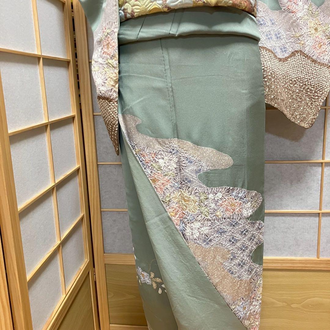 5794# Japanese Kimono Vintage Womens Silk Fabric Robe Kimono only sold Shibori
