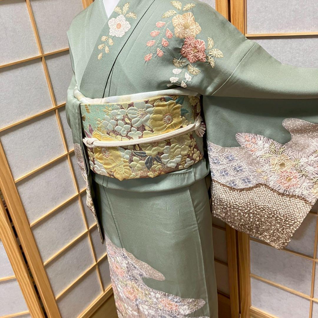 5794# Japanese Kimono Vintage Womens Silk Fabric Robe Kimono only sold Shibori