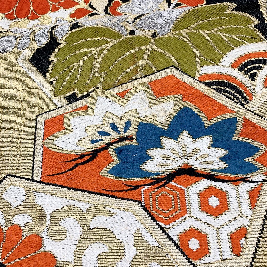 4485# Japanese Vintage Fukuro Obi Belt Kimono Fabric Silk Traditional Black