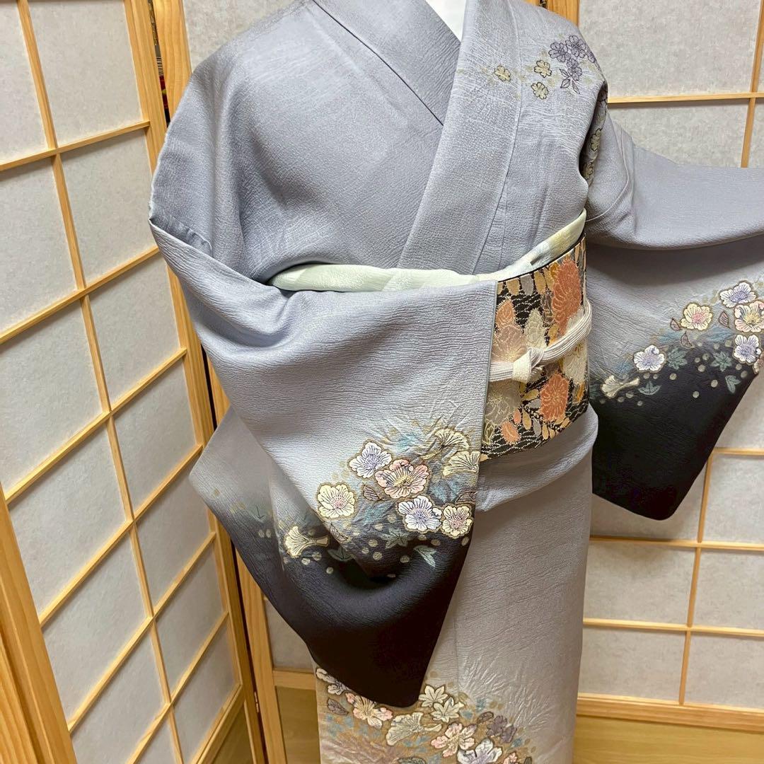 5447# Japanese Kimono Vintage Womens Silk Fabric Robe Kimono only sold