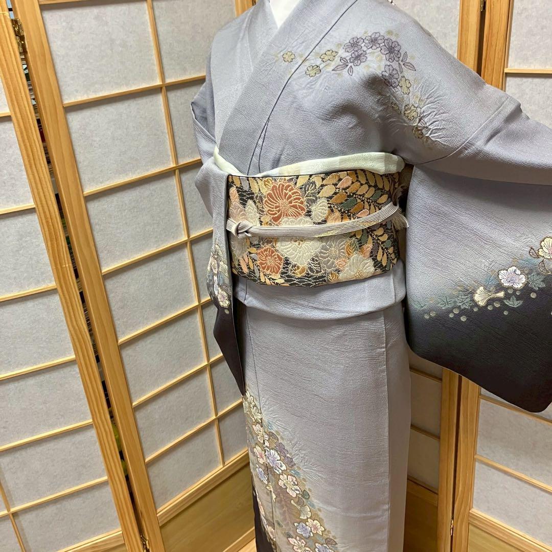 5447# Japanese Kimono Vintage Womens Silk Fabric Robe Kimono only sold
