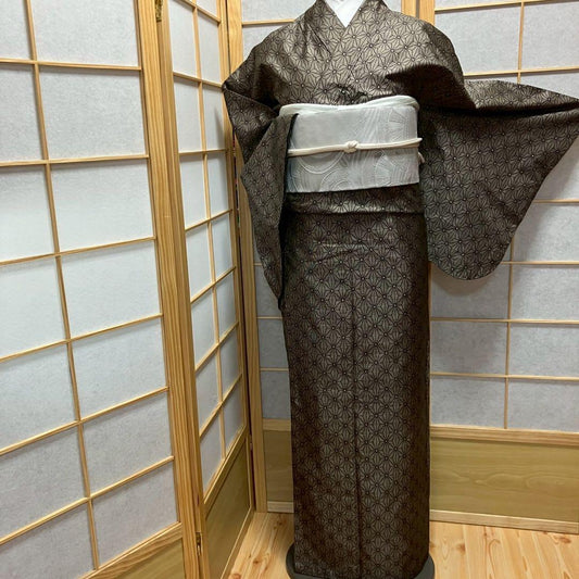 4334# Japanese Kimono Vintage Womens Silk Pongee Fabric Robe Kimono only sold