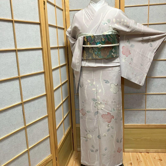 5446# Japanese Kimono Vintage Womens Silk Fabric Robe Kimono only sold