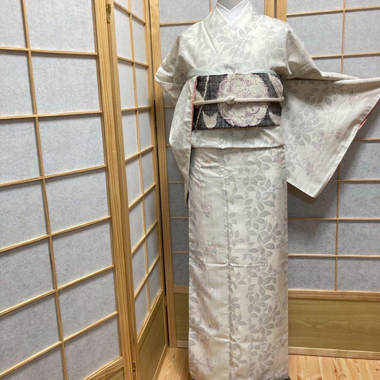 3926# Japanese Kimono Vintage Womens Silk Pongee Fabric Robe Kimono only sold