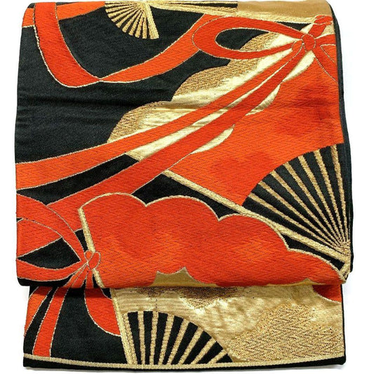 4086# Japanese Vintage Fukuro Obi Belt Kimono Fabric Silk Traditional Untailored