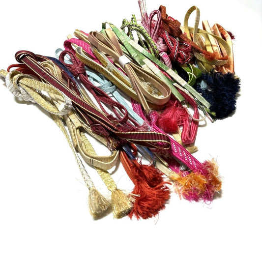5822# Japanese Vintage Bundle 25pcs Set Bulk Obijime Kimono Silk Wholesale
