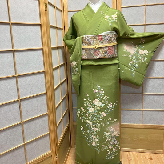 4403# Japanese Kimono Vintage Womens Silk Fabric Robe Kimono only sold