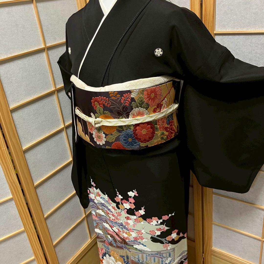 5795# Japanese Tomesode Kimono Vintage Womens Silk Fabric Robe Kimono only sold