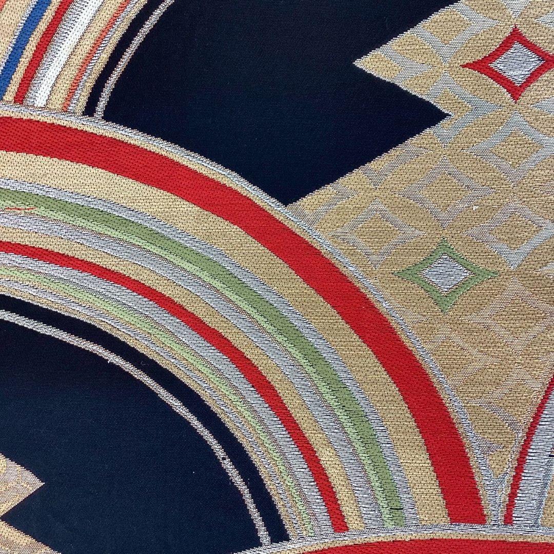 4250# Japanese Vintage Fukuro Obi Belt Kimono Fabric Silk Traditional Black