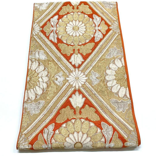 3806# Japanese Vintage Fukuro Obi Belt Kimono Fabric Silk Traditional Untailored