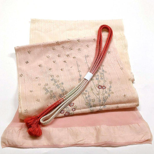 4625# Japanese Kimono Accessory Vintage Obiage and Obijime 2-piece Set Silk