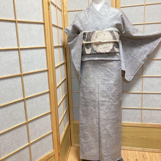 3935# Japanese Kimono Vintage Womens Silk Pongee Fabric Robe Kimono only sold