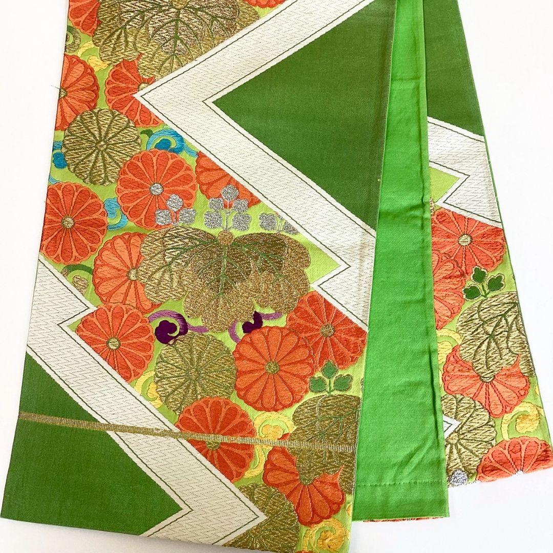 5219# Japanese Vintage Fukuro Obi Belt Kimono Fabric Silk Traditional Embroidery