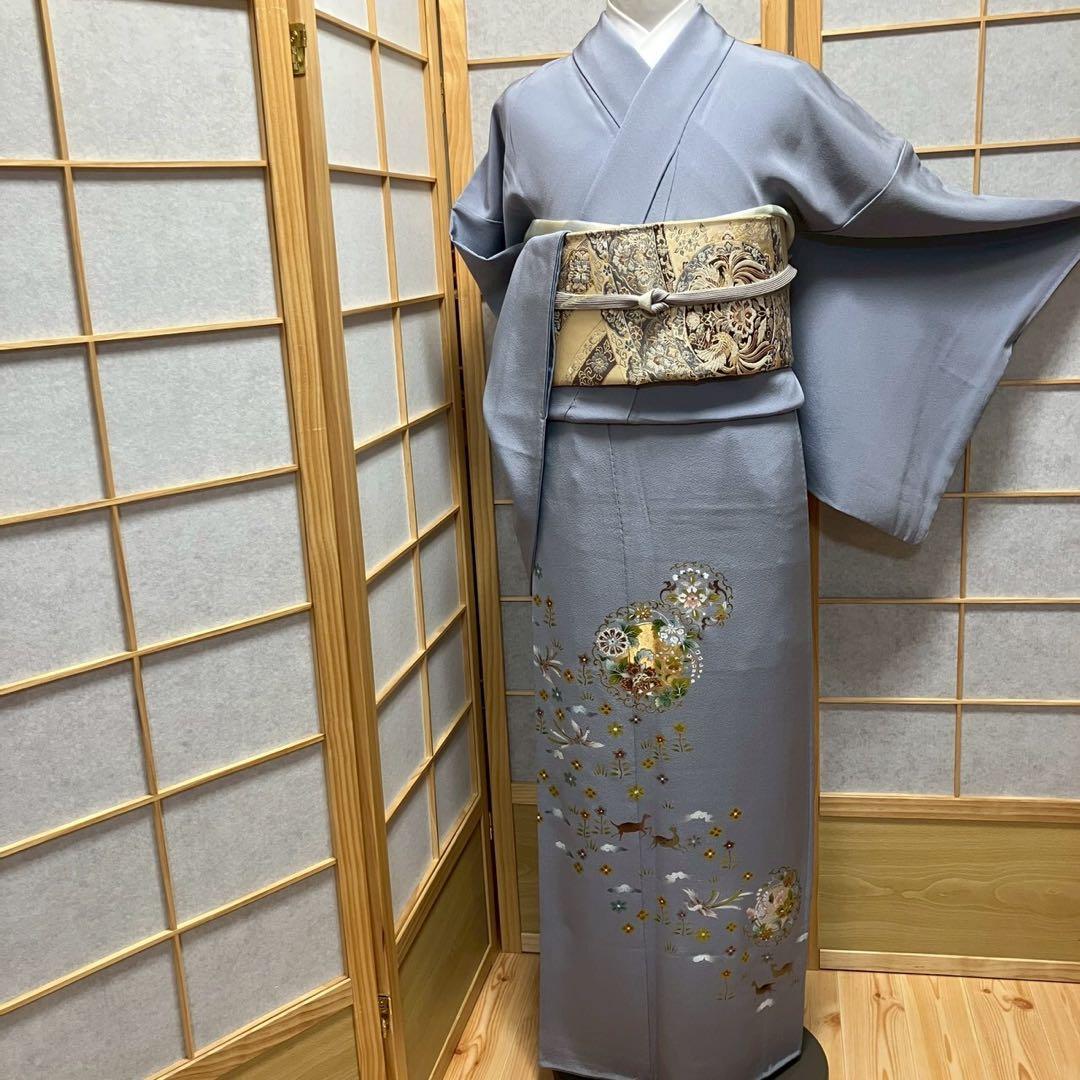 8091# Japanese Tomesode Kimono Vintage Womens Silk Fabric Robe Kimono only sold