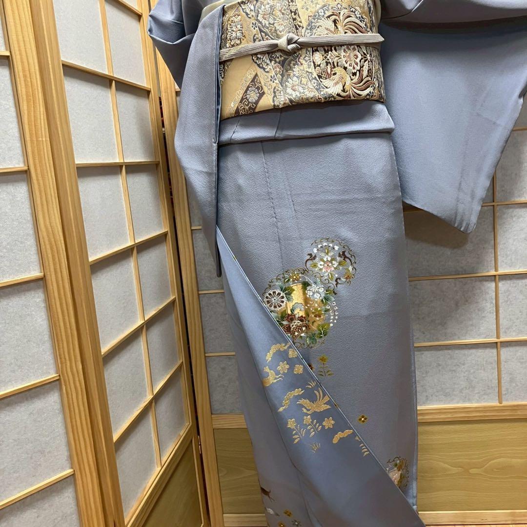 8091# Japanese Tomesode Kimono Vintage Womens Silk Fabric Robe Kimono only sold