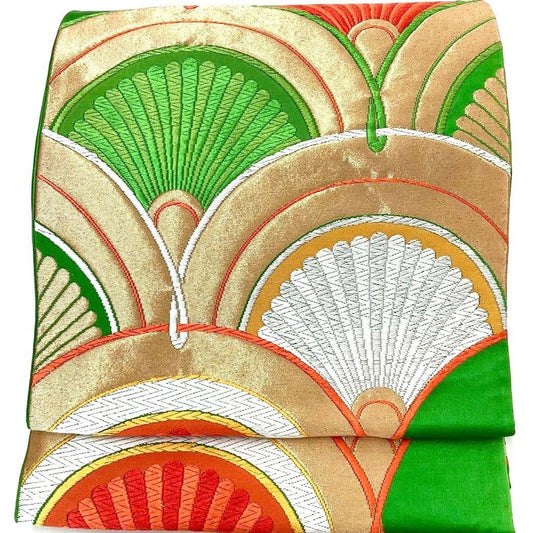 4704# Japanese Vintage Fukuro Obi Belt Kimono Fabric Silk Traditional Embroidery