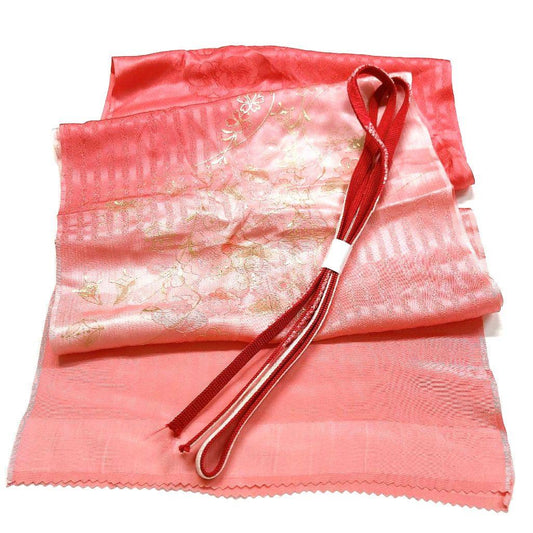 4603# Japanese Kimono Accessory Vintage Obiage and Obijime 2-piece Set Silk