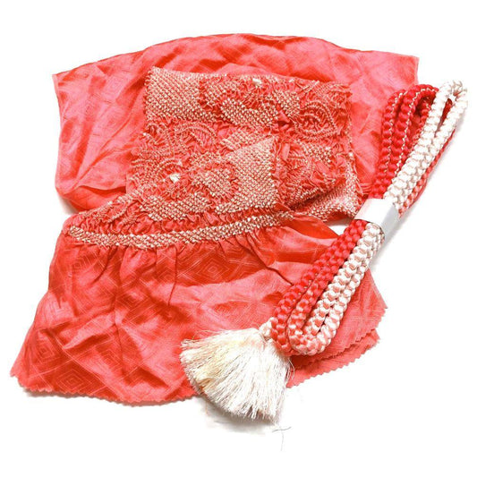 3387# Japanese Kimono Accessory Obiage and Obijime 2-piece Set Silk Shibori