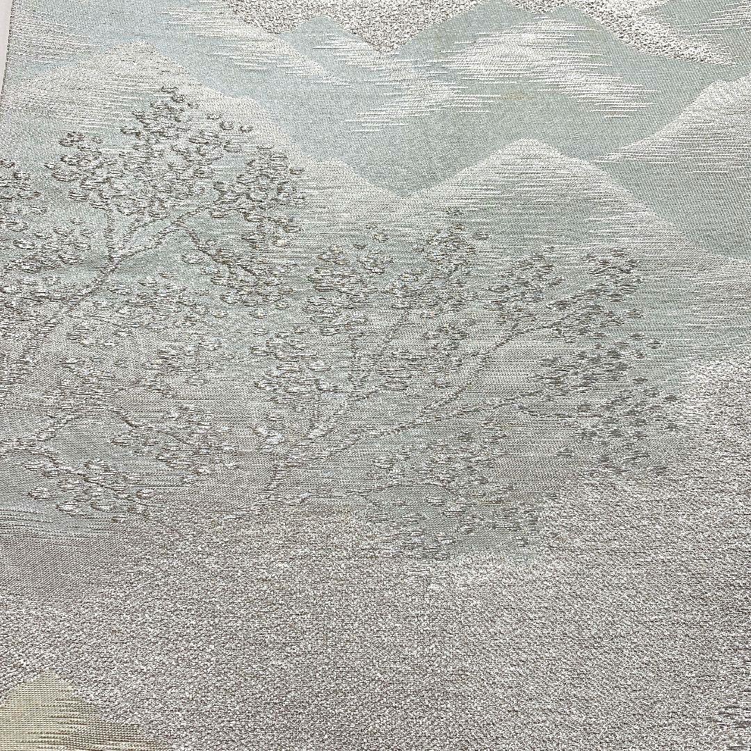 4096# Japanese Vintage Fukuro Obi Belt Kimono Fabric Silk Traditional Silver