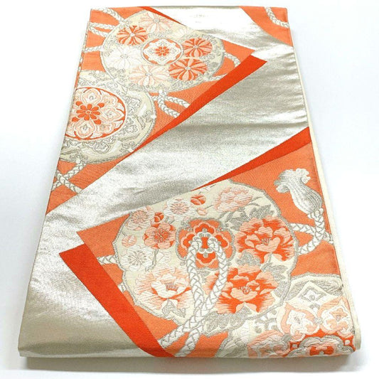 3352# Japanese Vintage Fukuro Obi Belt Kimono Fabric Silk Traditional Embroidery