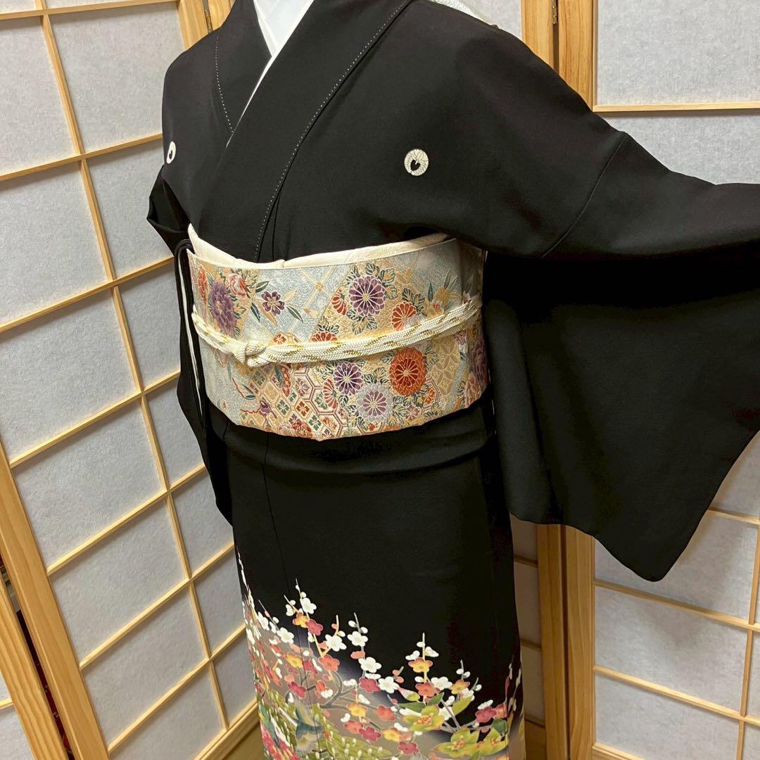 4347# Japanese Tomesode Kimono Vintage Womens Silk Fabric Robe Kimono only sold
