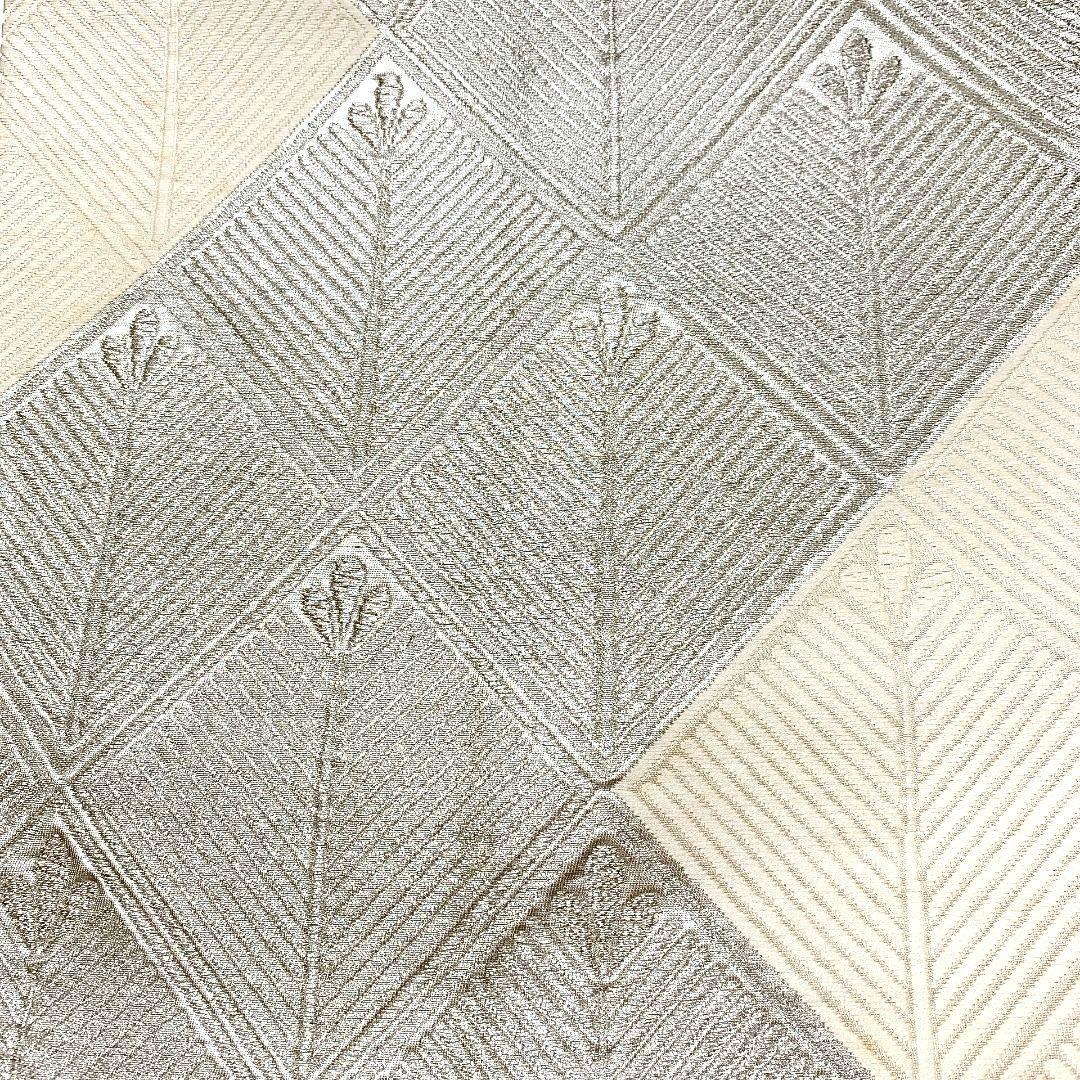 4451# Japanese Vintage Fukuro Obi Belt Kimono Fabric Silk Traditional Silver