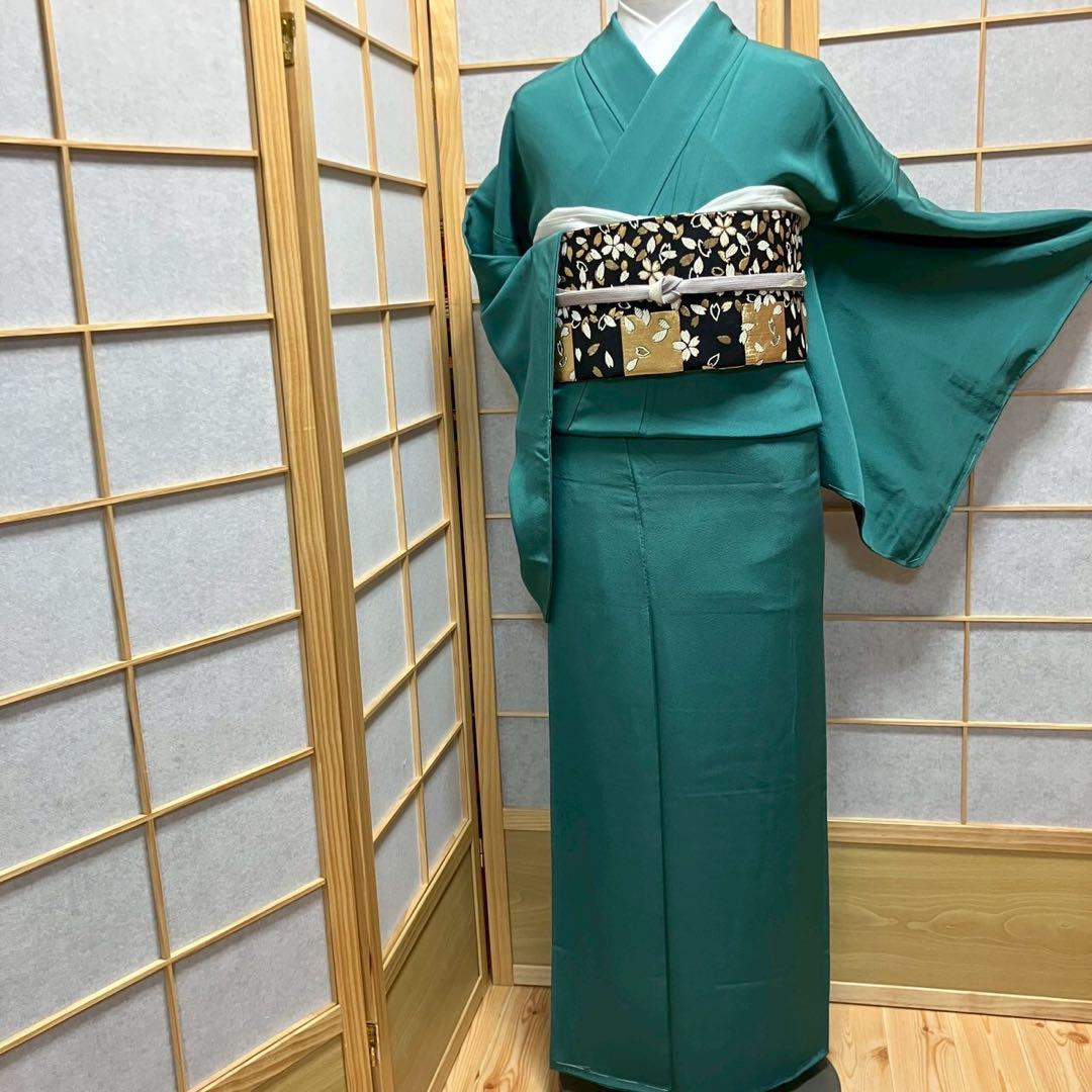 4322# Japanese Kimono Vintage Womens Silk Fabric Robe Kimono only sold Unused