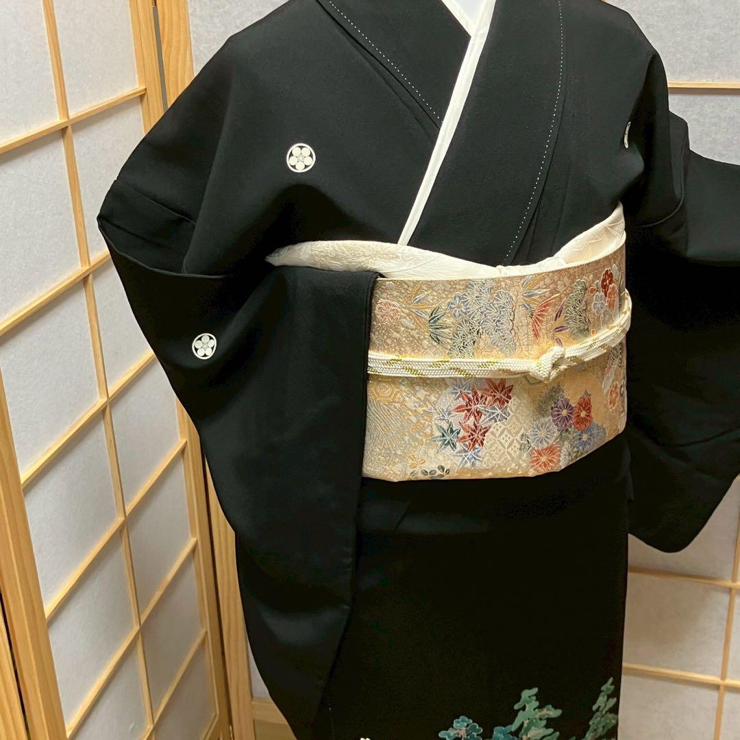 4332# Japanese Tomesode Kimono Vintage Womens Silk Fabric Robe Kimono only sold