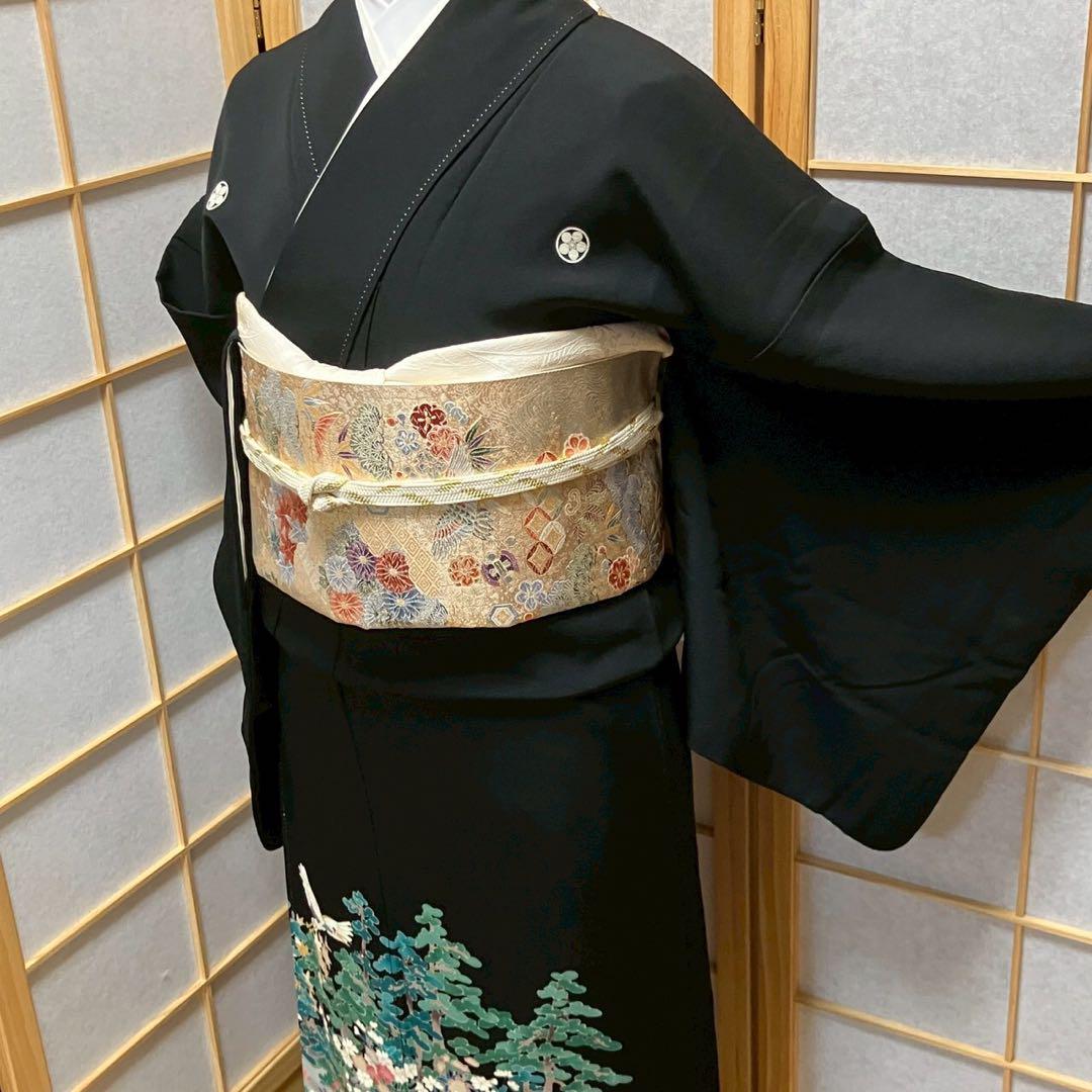 4332# Japanese Tomesode Kimono Vintage Womens Silk Fabric Robe Kimono only sold