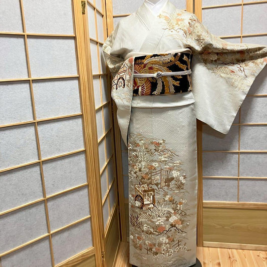 5449# Japanese Kimono Vintage Womens Silk Fabric Robe Kimono only sold
