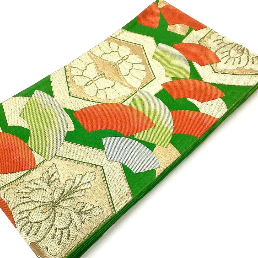 4285# Japanese Vintage Fukuro Obi Belt Kimono Fabric Silk Traditional Untailored　