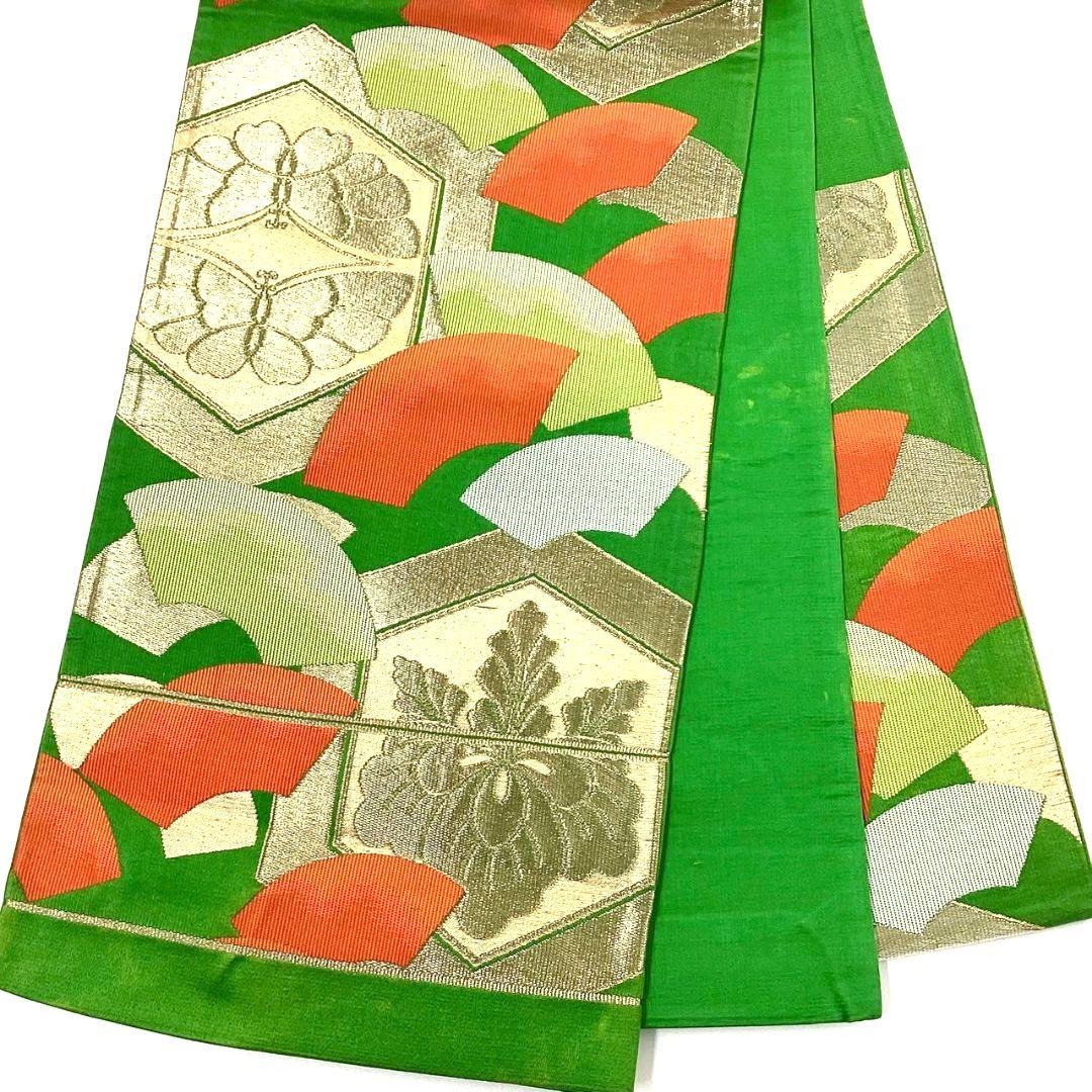 4285# Japanese Vintage Fukuro Obi Belt Kimono Fabric Silk Traditional Untailored　