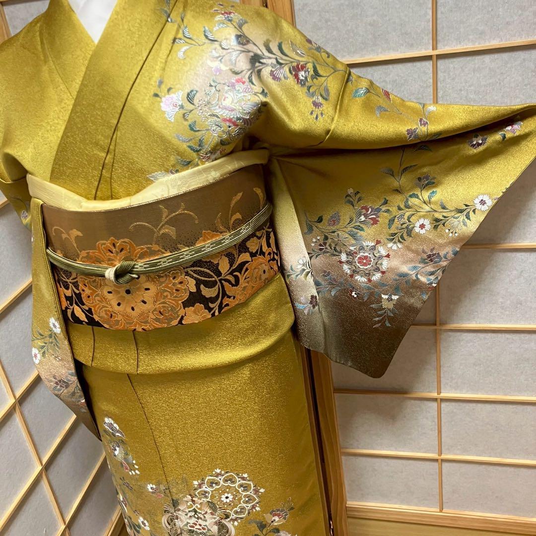 4433# Japanese Kimono Vintage Womens Silk Fabric Robe Kimono only sold