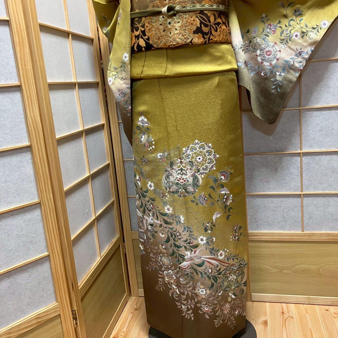 4433# Japanese Kimono Vintage Womens Silk Fabric Robe Kimono only sold