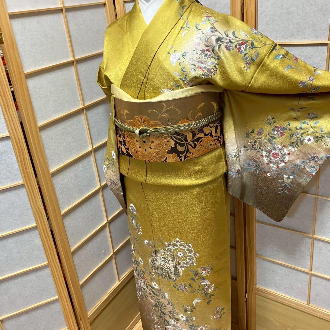 4433# Japanese Kimono Vintage Womens Silk Fabric Robe Kimono only sold