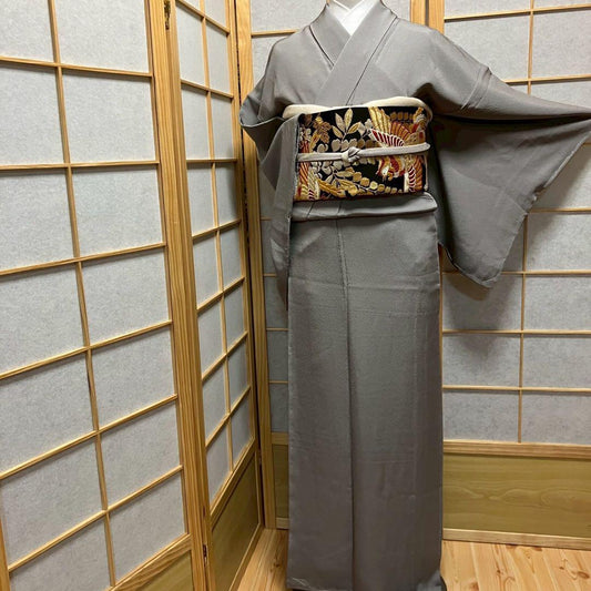 5798# Japanese Kimono Vintage Womens Silk Fabric Robe Kimono only sold Unused