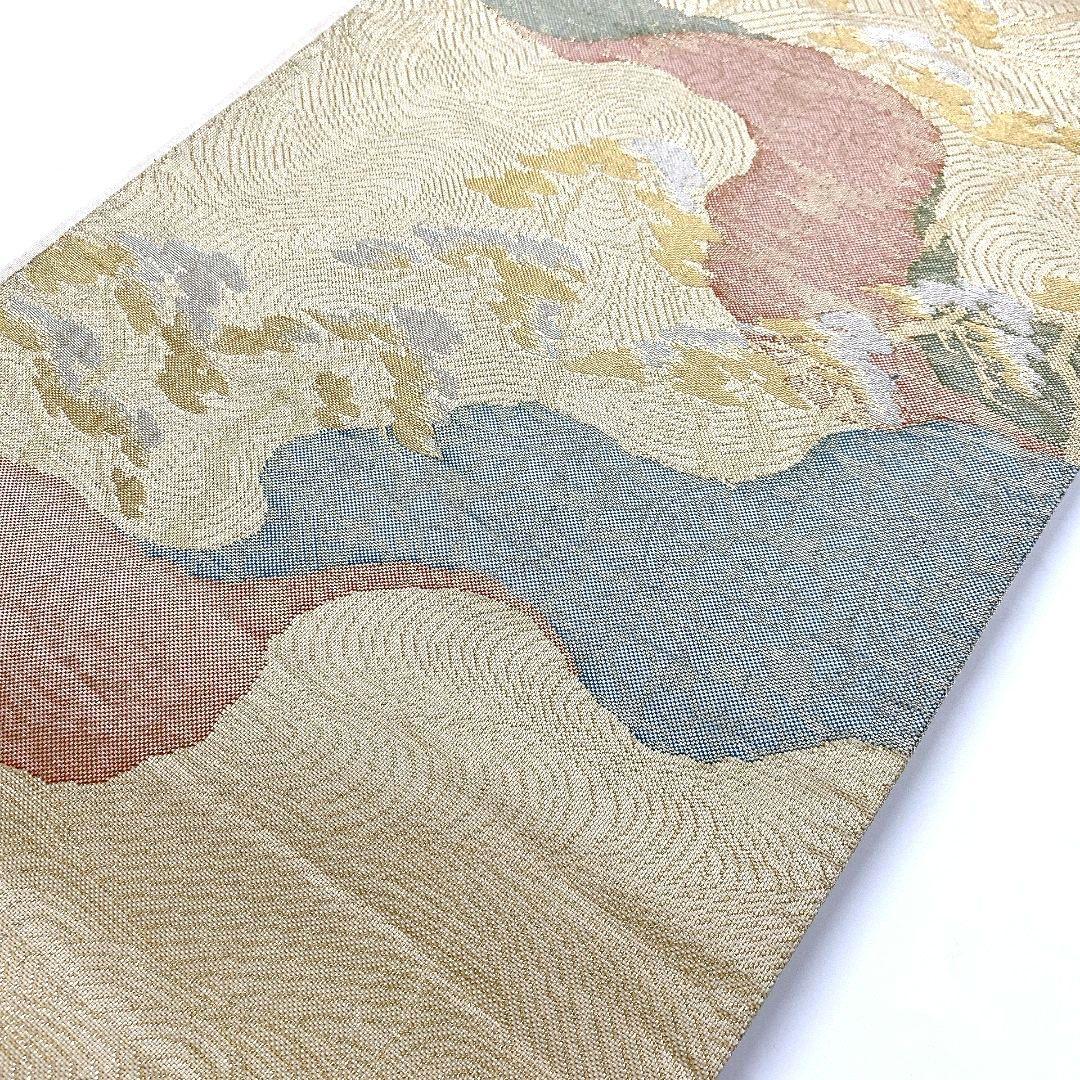 4475# Japanese Vintage Fukuro Obi Belt Kimono Fabric Silk Traditional Gold
