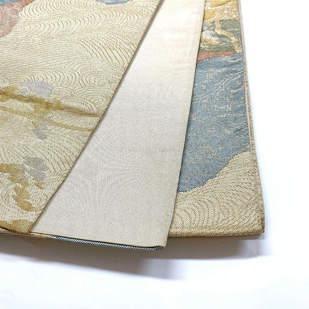 4475# Japanese Vintage Fukuro Obi Belt Kimono Fabric Silk Traditional Gold
