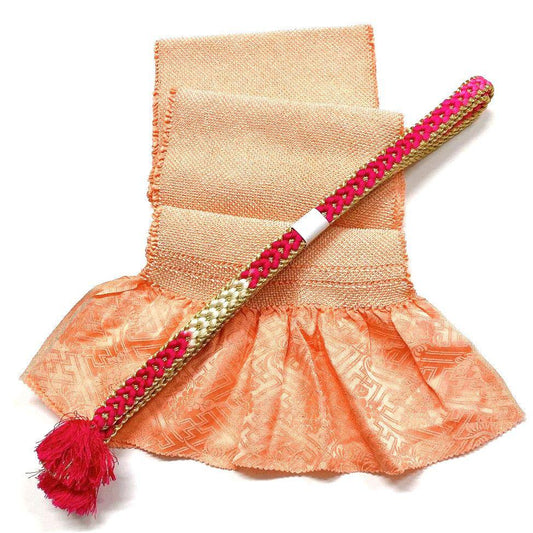 4192# Japanese Kimono Accessory Obiage and Obijime 2-piece Set Silk Shibori