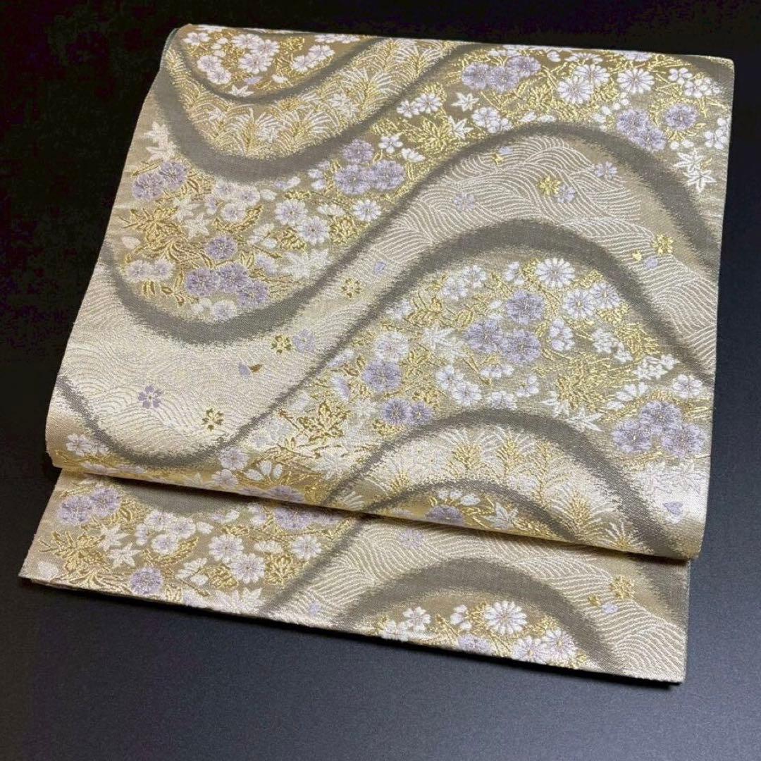 6166# Japanese Vintage Fukuro Obi Belt Kimono Fabric Silk Traditional