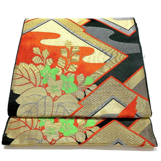 4502# Japanese Vintage Fukuro Obi Belt Kimono Fabric Silk Traditional Untailored