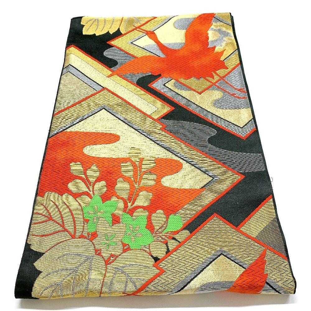 4502# Japanese Vintage Fukuro Obi Belt Kimono Fabric Silk Traditional Untailored